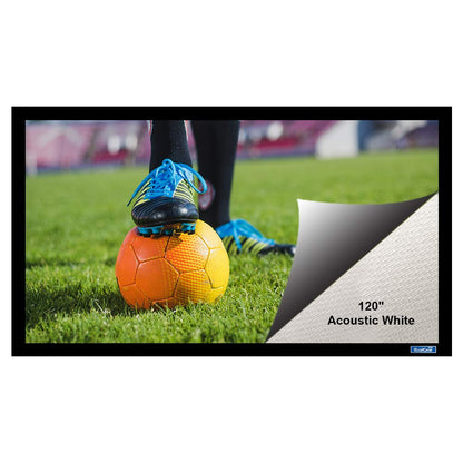 QualGear 120-In 16:9 Fixed Frame Projector Screen, Acoustic White, 1.0 Gain, QG-PS-FF6-169-120-A