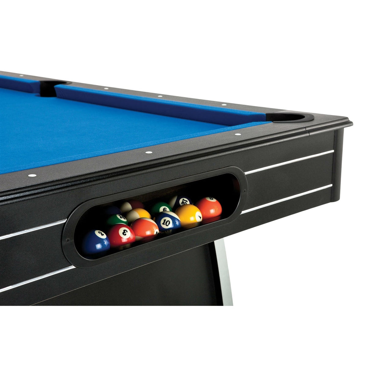 7 Ft Blue Top Pool Table with 2 Cues and Billiard Balls