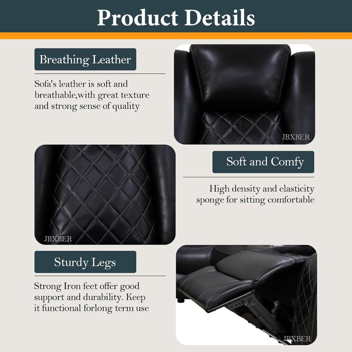 Power Recliner Sectional Sofa Set, Black Leather Sectional Couch and Loveseat for Living Room, L Shape Reclining Sofa with Cup Holder, Hidden Storage, Coffee Table for House(8 Seat)